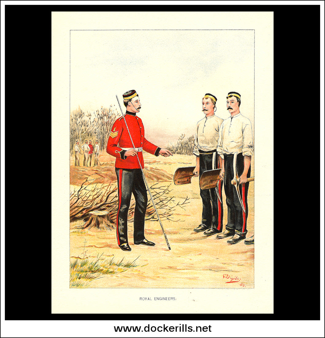 Royal Engineers Her Majesty's Army Antique Print c. 1890