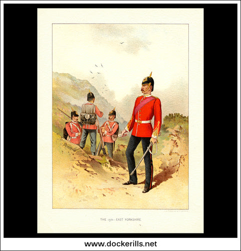 The 15th East Yorkshire Her Majesty's Army Antique Print c. 1890.