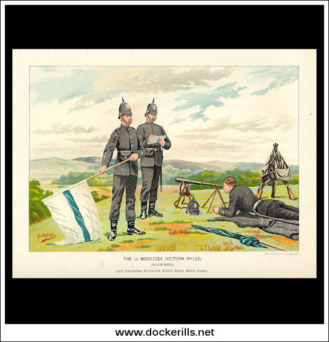 The 1st Middlesex (Victoria Rifles) Volunteers Her Majesty's Army Antique Print c. 1890