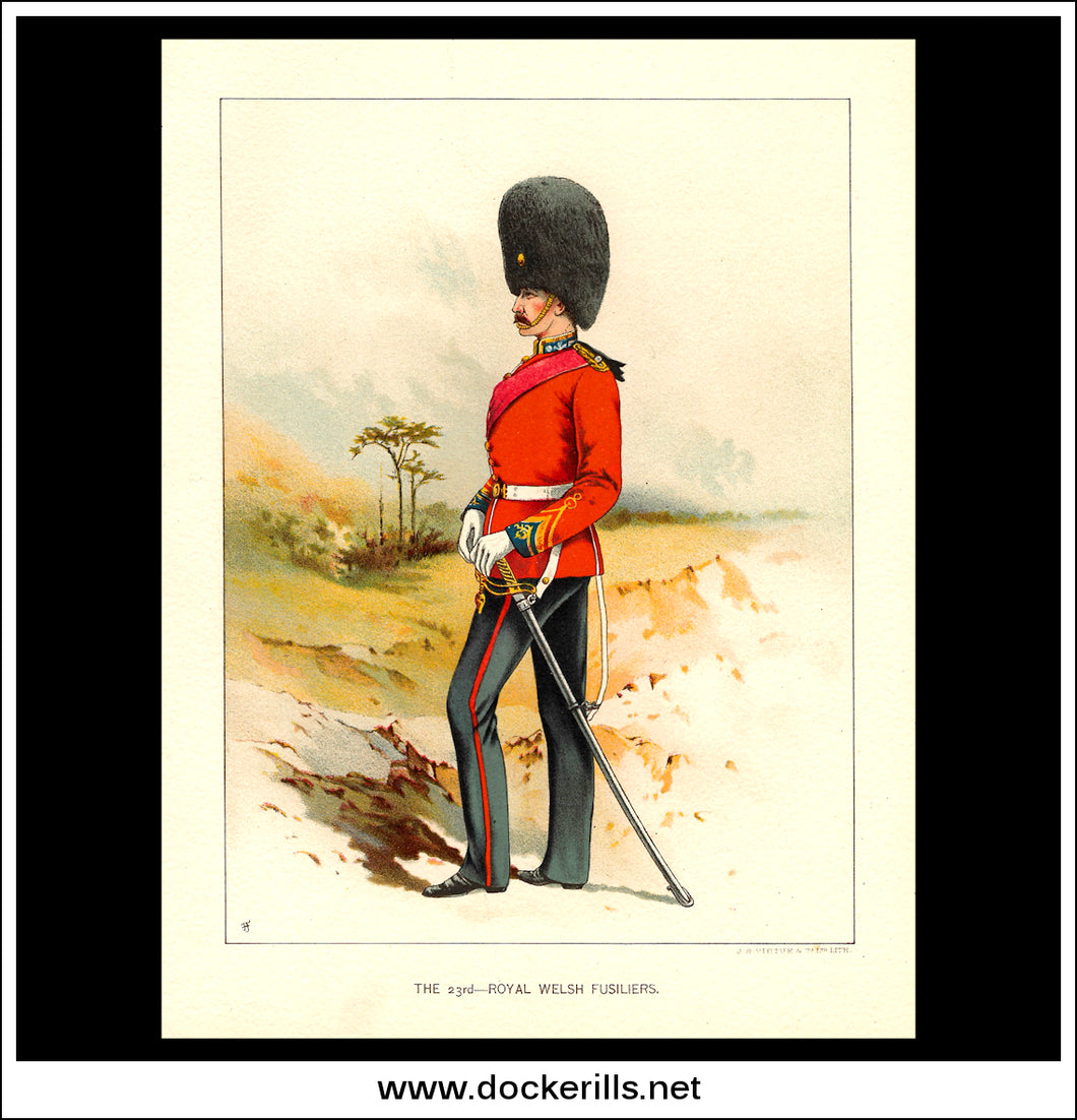 The 23rd Royal Welsh Fusiliers Her Majesty's Army Antique Print c. 1890