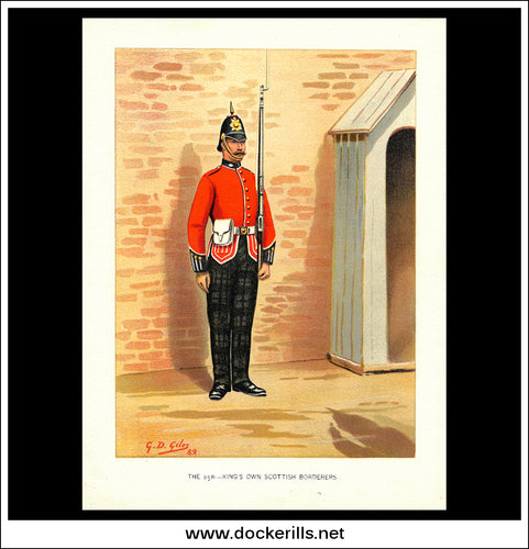 The 25th King's Own Scottish Borderers Her Majesty's Army Antique Print c. 1890