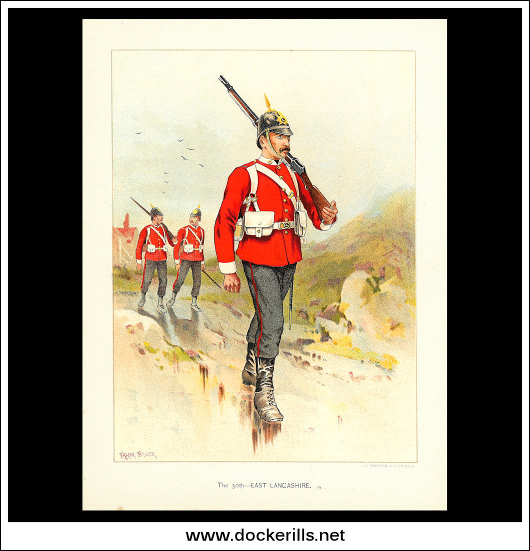 The 30th East Lancashire Her Majesty's Army Antique Print c. 1890