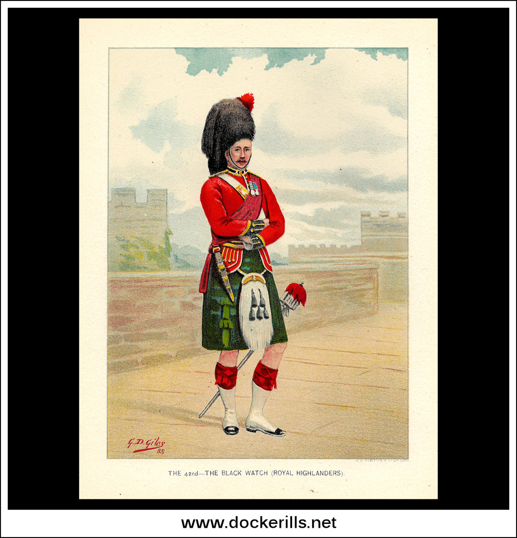 The 42nd The Black Watch (Royal Highlanders) Her Majesty's Army Antique Print c. 1890