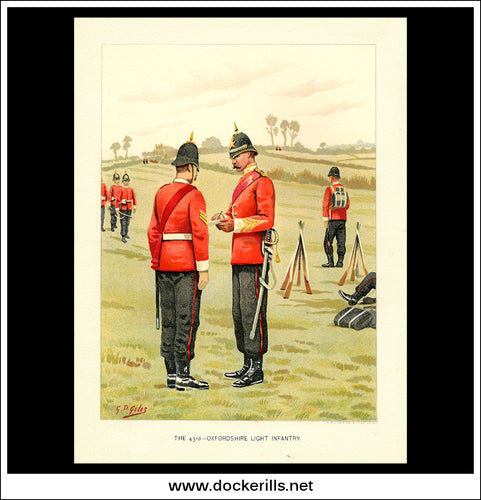 The 43rd Oxfordshire Light Infantry Her Majesty's Army Antique Print c. 1890