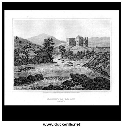 Hermitage Castle, Liddisdale, Roxburghshire, Scotland. Antique Print, Copper Plate Engraving 1815