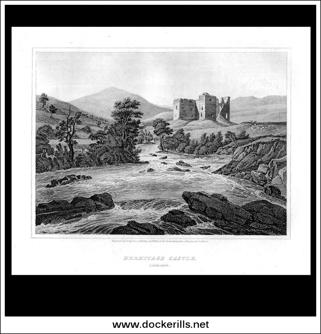 Hermitage Castle, Liddisdale, Roxburghshire, Scotland. Antique Print, Copper Plate Engraving 1815