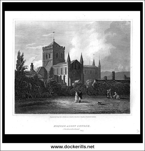 Hexham Abbey Church Pl.2, Northumberland, England. Antique Print, Copper Plate Engraving 1815