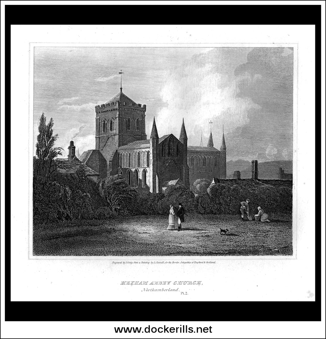 Hexham Abbey Church Pl.2, Northumberland, England. Antique Print, Copper Plate Engraving 1815