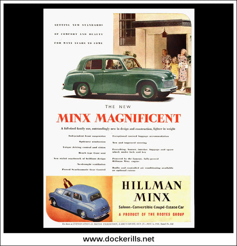 Hillman Minx Original Vintage Advert From October 23rd 1948