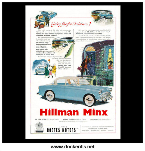 Hillman Minx. Original Vintage Advert From December, 1956.