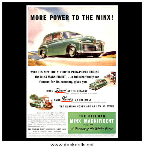 Hillman Minx. Original Vintage Advert From February 25th 1950.