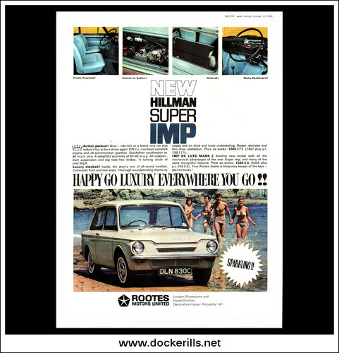 Hillman Super Imp. Rootes. Original Vintage Advert From October 23rd, 1965.