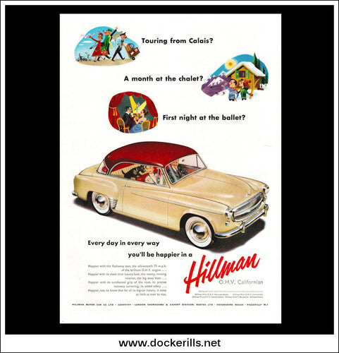Hillman O.H.V Californian. Original Vintage Advert From December, 1955.
