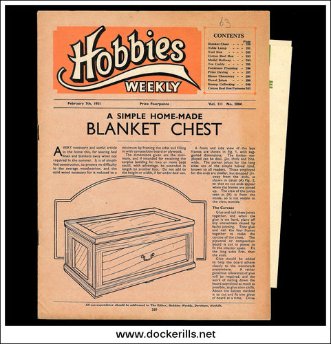 Hobbies Weekly Magazine, Vol. 111, No. 2884, February 7th, 1951. Plan For A Model Of A Coles Mobile Crane - Cover.