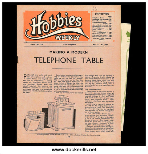 Hobbies Weekly Magazine, Vol. 111, No. 2890, March 21st, 1951. Plan For A Model Of A Tram/Tramcar - Plan.