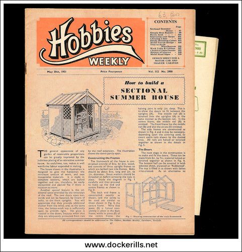Hobbies Weekly Magazine, Vol. 112, No. 2900, May 30th, 1951. Plan For A Pull Along Motor Car And Trailer Caravan - Cover.