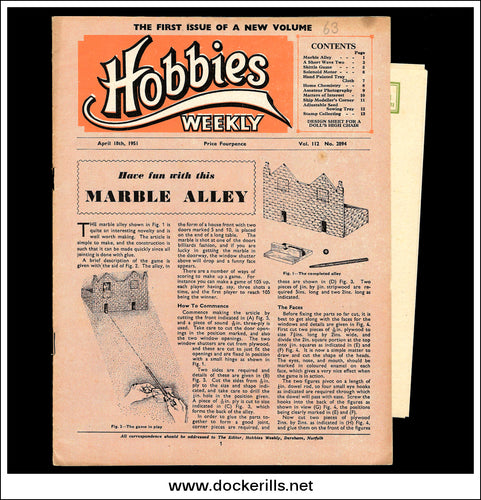 Hobbies Weekly Magazine, Vol. 112, No. 2894, April 18th, 1951. Plan For A Doll's High Chair - Cover.