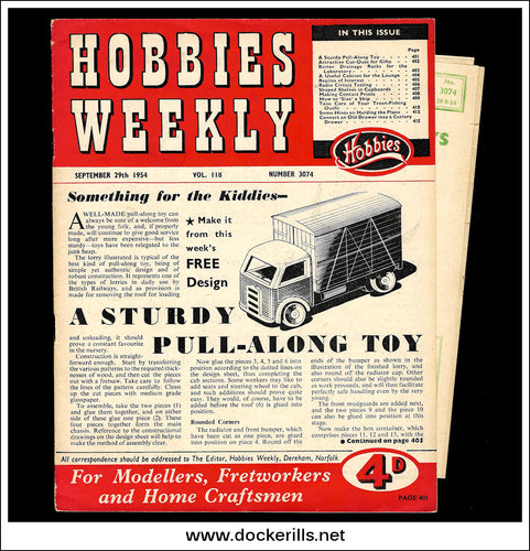 Hobbies Weekly Magazine, Vol. 118, No. 3074, September 29th, 1954. Plan For A British Rail Lorry - Cover.
