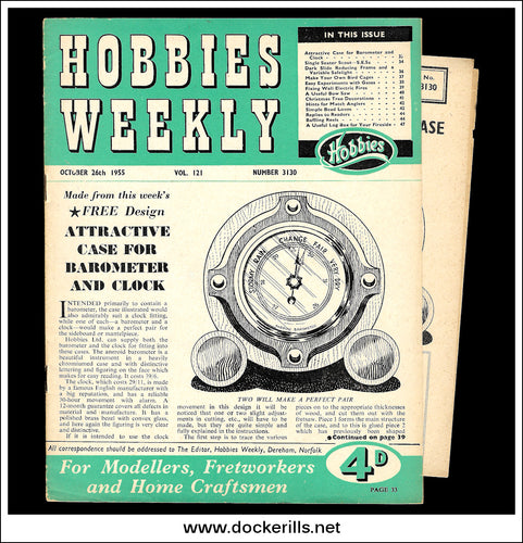 Hobbies Weekly Magazine, Vol. 121, No. 3130, October 26th, 1955. Plan For An Attractive Barometer / Clock Case - Cover.