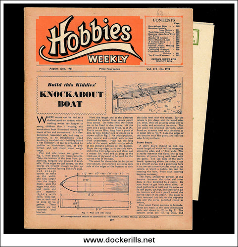 Hobbies Weekly Magazine, Vol. 112, No. 2912, August 22nd, 1951. Plan For An Egyptian Style Biscuit Box - Cover.