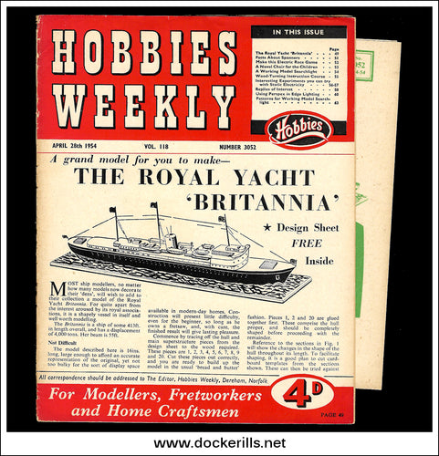 Hobbies Weekly Magazine, Vol. 118, No. 3052, April 28th, 1954. Plan For A Model Of The Royal Yacht 'Britannia' - Cover.