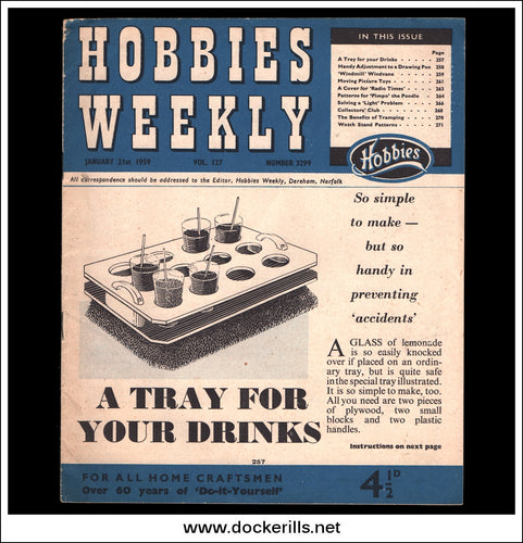 Hobbies Weekly Magazine, Vol. 127, No. 3299, January 21st, 1959. Plan For A 'Doggie Rack'.