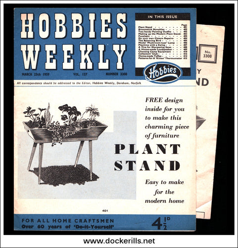 Buy Hobbies Weekly Magazine, Vol. 127, No. 3308, March 25th, 1959. Plan For A Plant Stand.