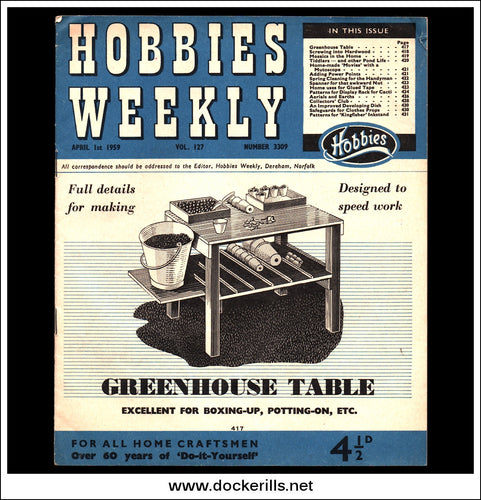 Buy Hobbies Weekly Magazine, Vol. 127, No. 3309, April 1st, 1959. Plan For A Cacti Display Rack.