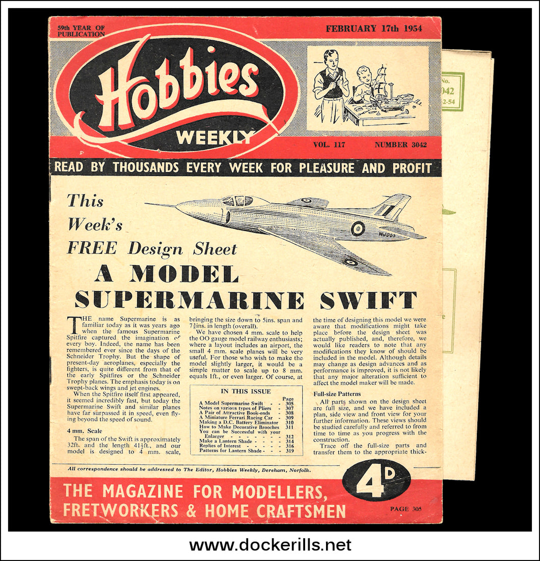 Hobbies Weekly Magazine, Vol. 117, No. 3042, February 17th, 1954.