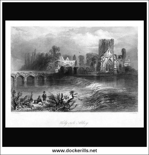 Holy-Cross Abbey On The Suir, Co. Tipperary, Ireland. Antique Print, Steel Engraving 1840.