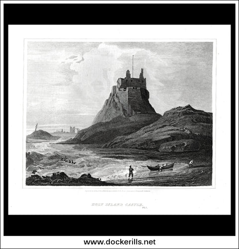 Holy Island Castle Pl.1, Northumberland, England. Antique Print, Copper Plate Engraving 1815