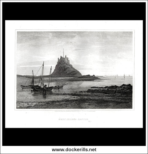 Holy Island Castle Pl.3, Northumberland, England. Antique Print - Copper Plate Engraving 1815