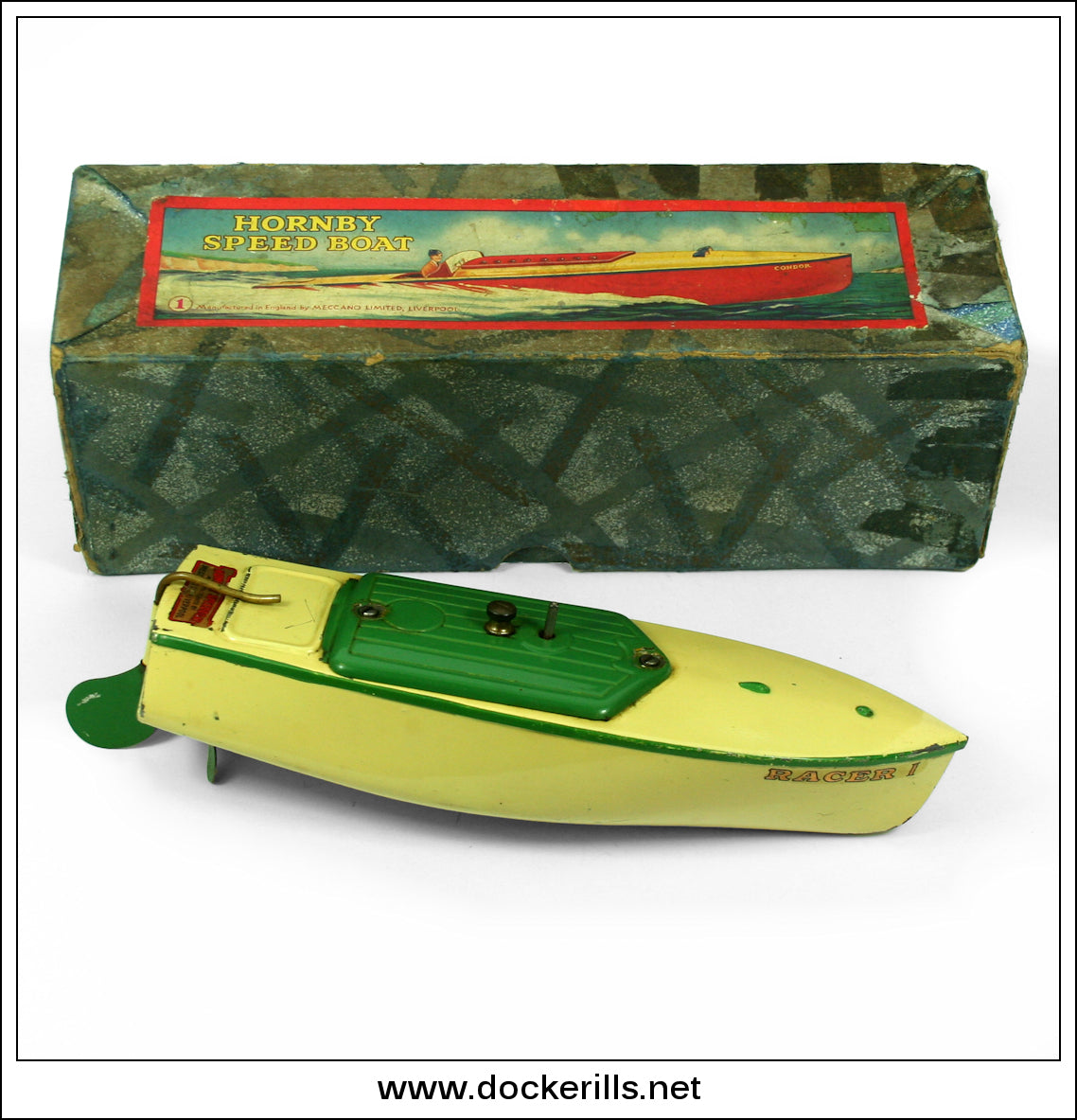 Vintage Hornby Speed Yacht Racer 1 Tin Toy good Boat