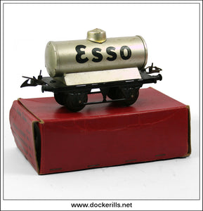 Hornby Trains 'O' Gauge No. 1 Petrol Tank Wagon "Esso", Meccano. Vintage Tin Plate Railway Toy. Boxed 2