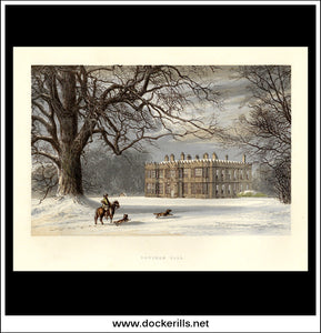 Howsham Hall, Near Malton, Yorkshire, England. Antique Print, Chromoxylograph 1880.