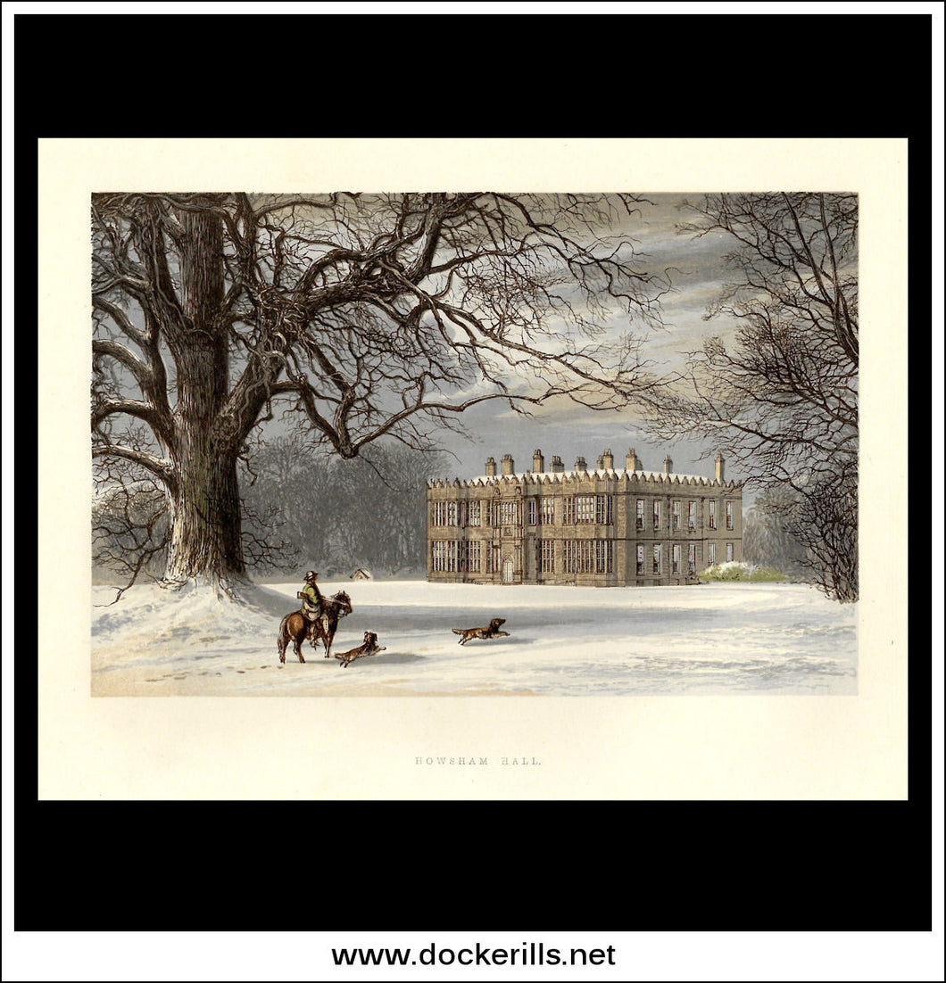 Howsham Hall, Near Malton, Yorkshire, England. Antique Print, Chromoxylograph 1880.