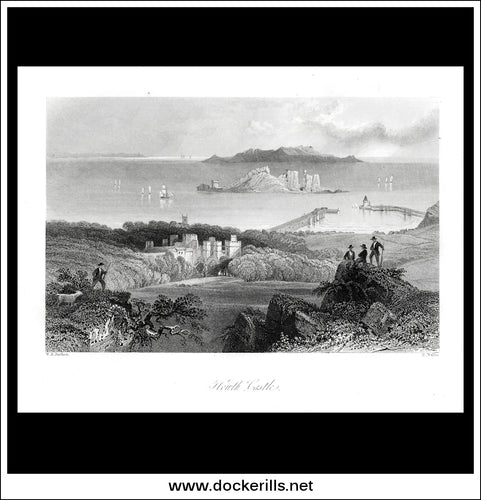 Howth Castle, Co. Dublin, Ireland. Antique Print, Steel Engraving c. 1840.