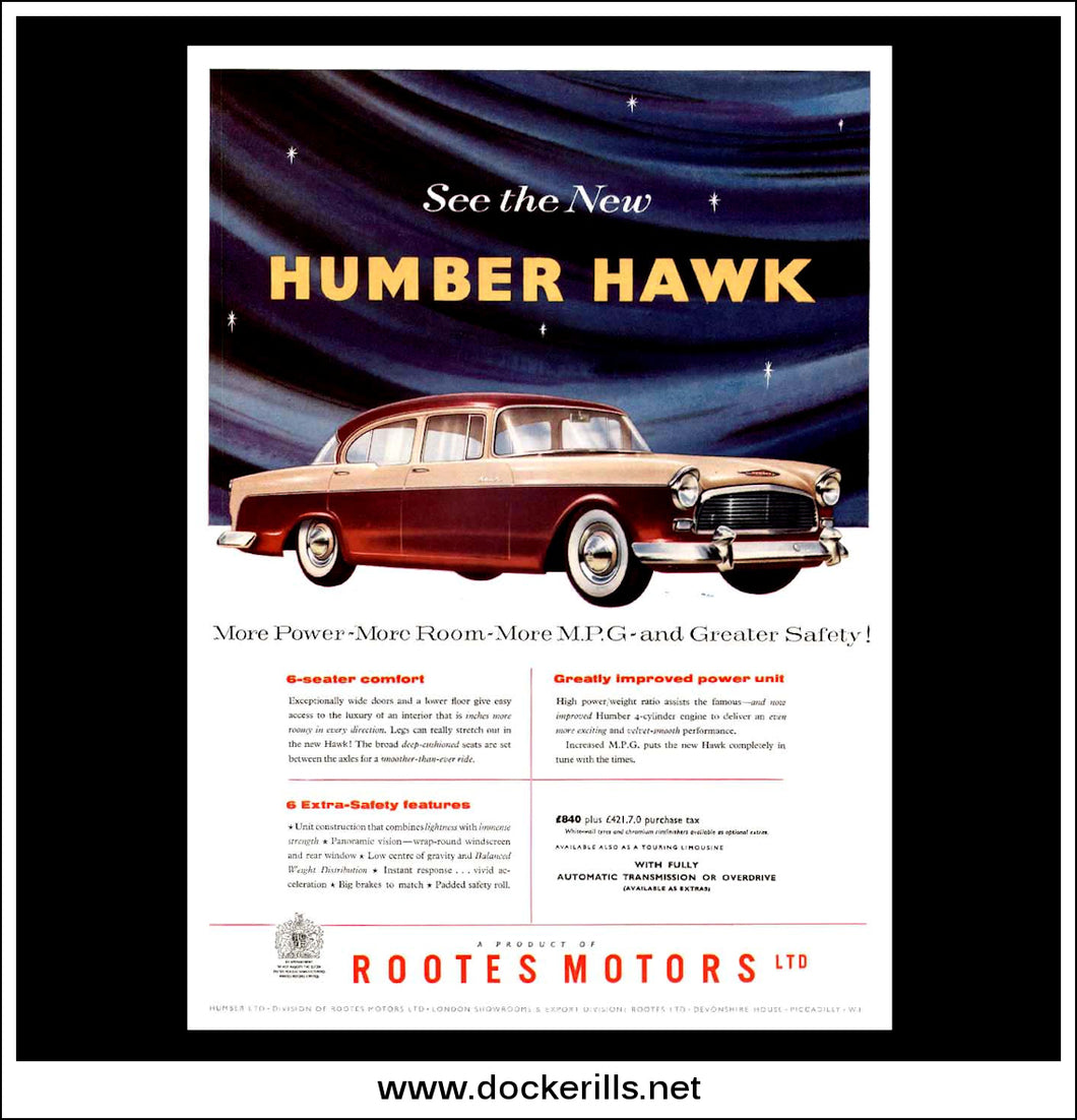 Original advert for the Humber Hawk 1957