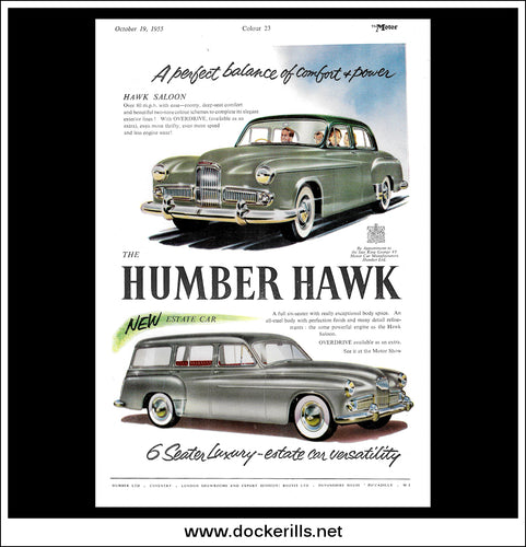 Humber Hawk & Estate. Original Vintage Advert From October 19th, 1955.
