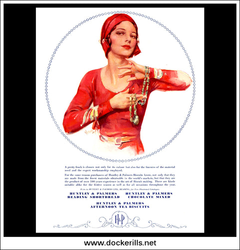 Huntley And Palmers Afternoon Tea Biscuits. Original Vintage Advert From December, 1930.