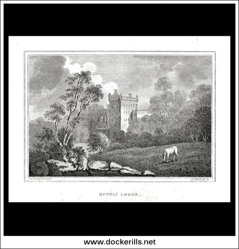 Huntly Lodge, Aberdeenshire, Scotland. Antique Print, Copper Plate Engraving 1806.