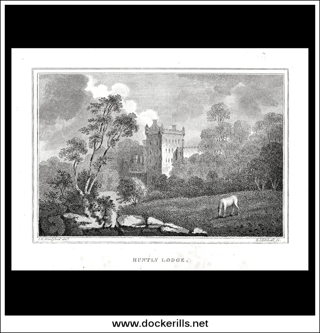 Huntly Lodge, Aberdeenshire, Scotland. Antique Print, Copper Plate Engraving 1806.