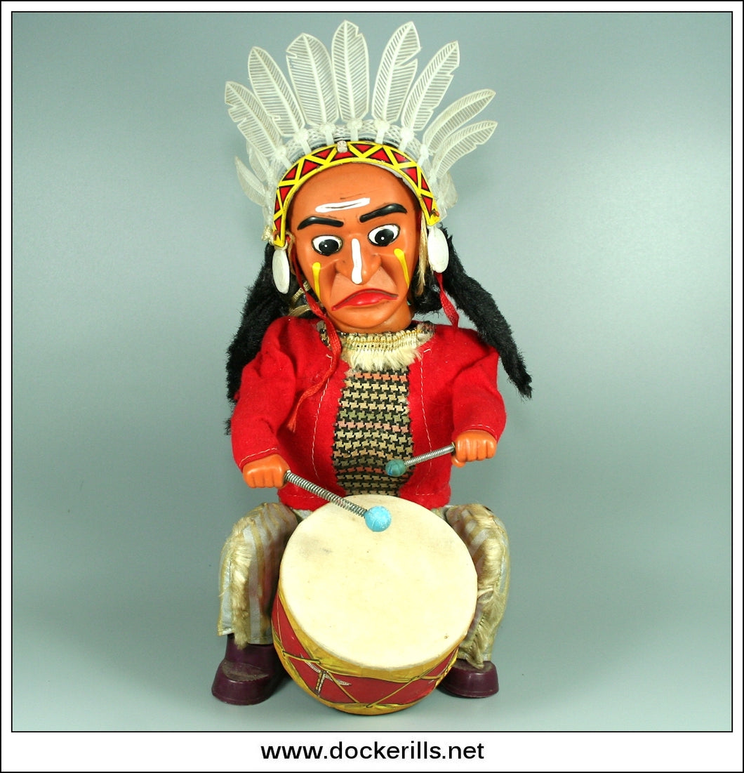 Indian Joe, Vintage Tin Plate/Plastic Battery Operated Novelty Toy, Al –  Dockerills