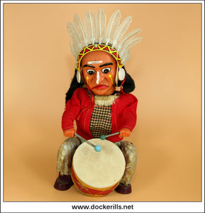 Indian Joe, Vintage Tin Plate/Plastic Battery Operated Novelty Toy, Al –  Dockerills