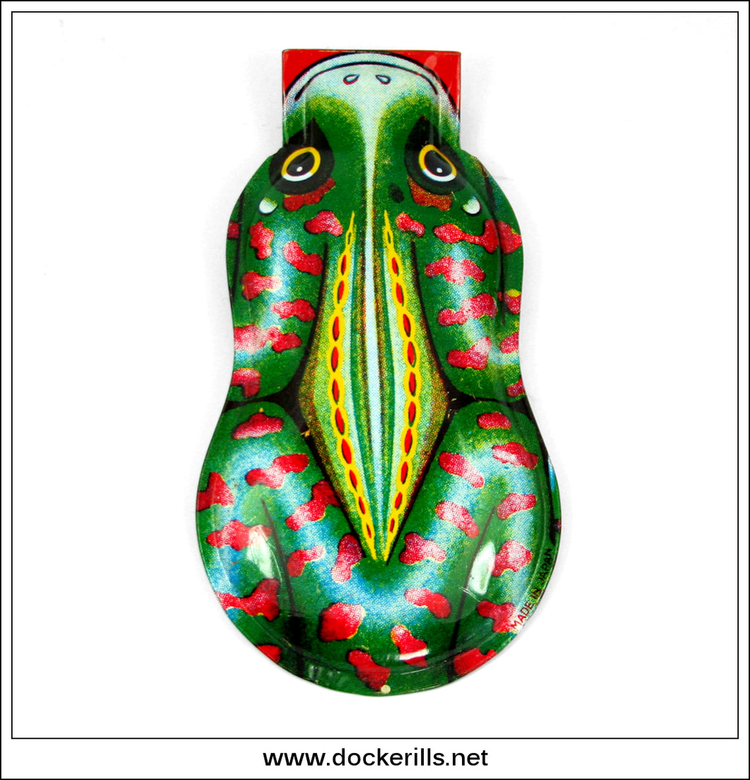 Vintage Ichimura Frog Tin Plate Clicker Toy