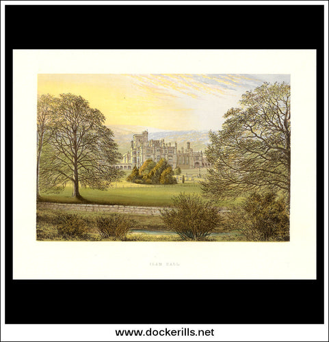 Ilam Hall, Near Ashbourne, Staffordshire, England. Antique Print, Chromoxylograph 1880.