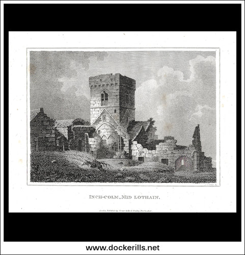 Inch-Colm, Midlothian, Scotland. Antique Print, Copper Plate Engraving 1805.
