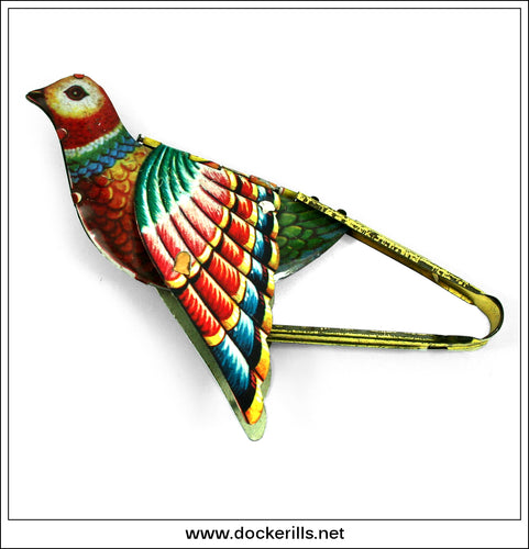 Flapping Bird Toy, Vintage Novelty Tin Plate Toy, India.