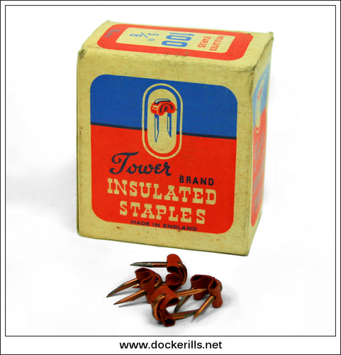 Vintage Tower Brand Insulated Staples. Box Of 100. New, Unused.