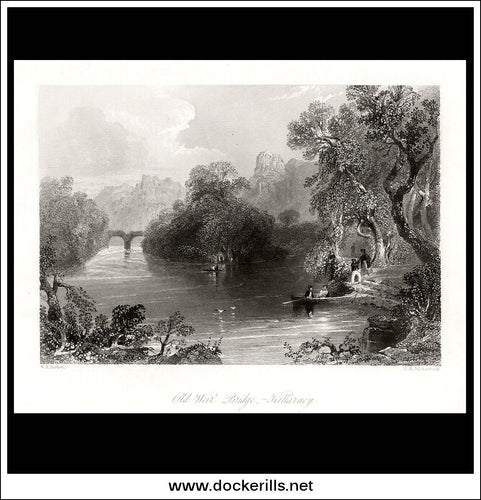 Antique print a view of the Old Weir Bridge Killarney Co. Kerry Ireland